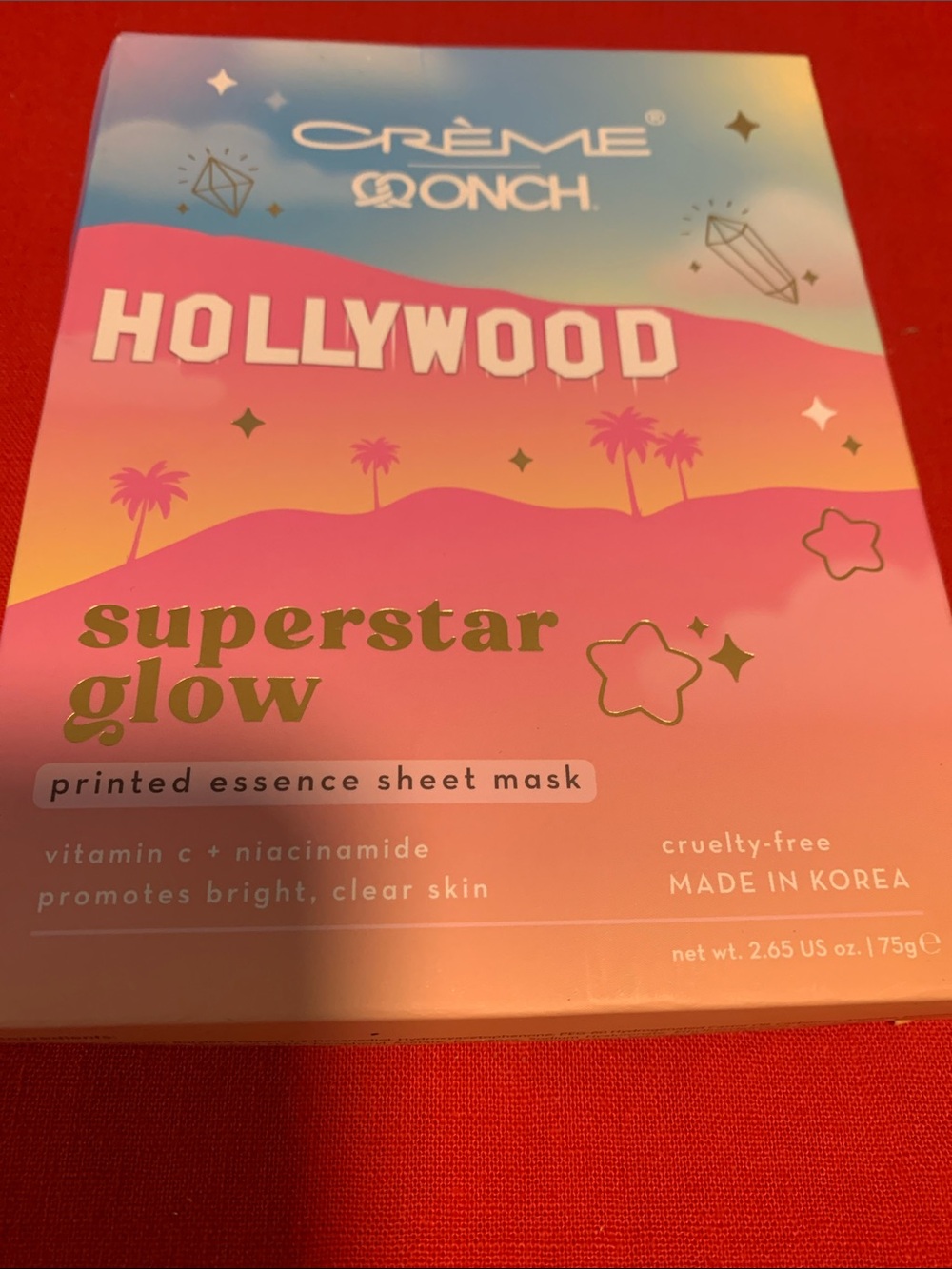 Crème Qonch Hollywood Superstar Glow Sheet Mask - Pink. Set of 3
